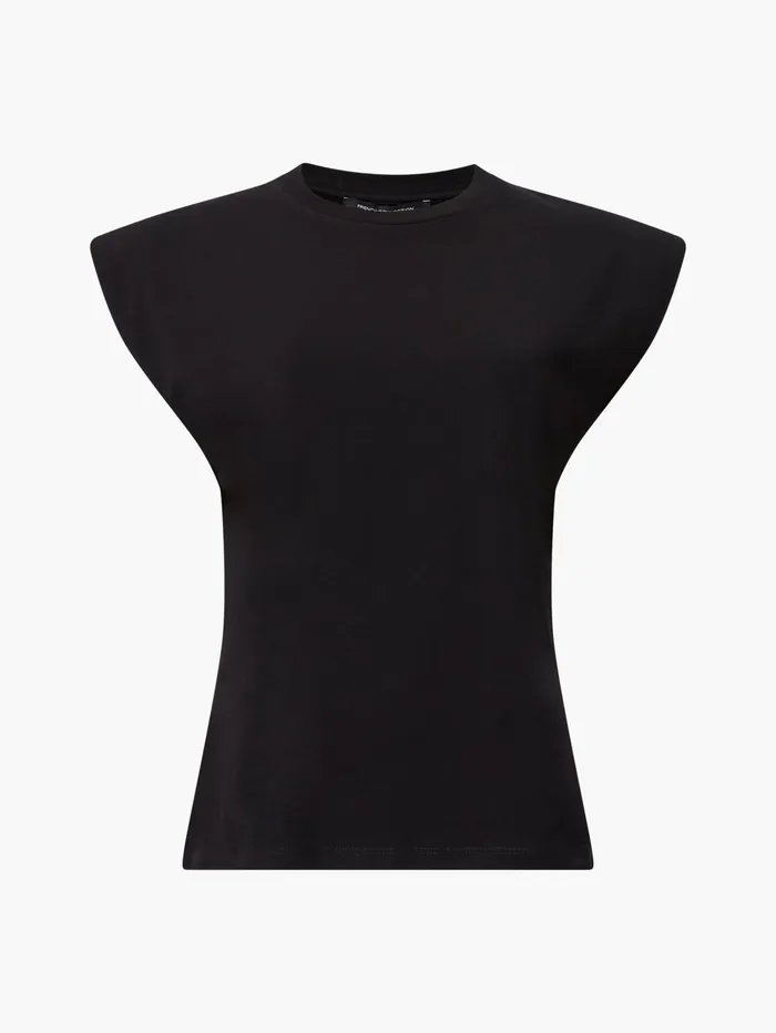 French Connection Rallie Shoulder Pad Tank Top Black Woman Tops