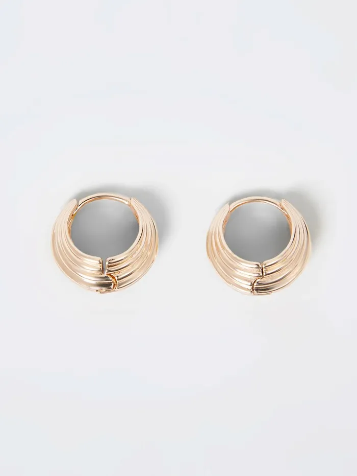 French Connection Ridged Huggie Earrings Gold Woman Jewellery