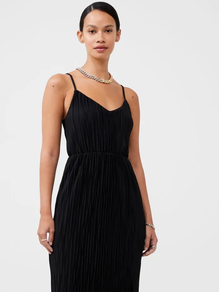 French Connection Strappy Plisse Jersey Maxi Dress Black Woman Maxi Dresses