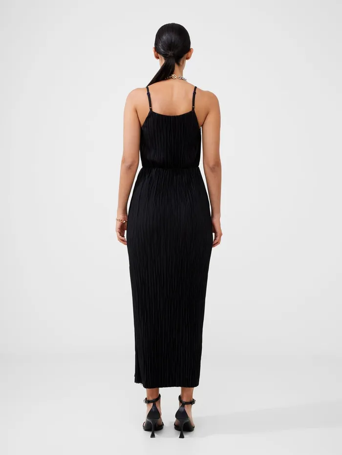French Connection Strappy Plisse Jersey Maxi Dress Black Woman Maxi Dresses
