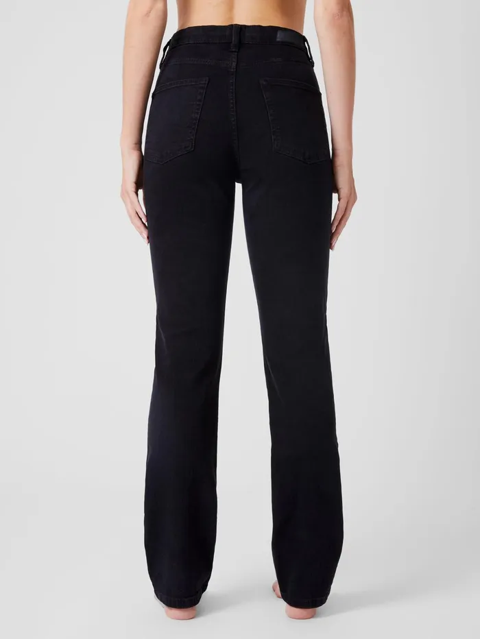 French Connection Stretch Denim Cigarette Fit High Waisted Jeans 34 Inch Black Woman Trousers
