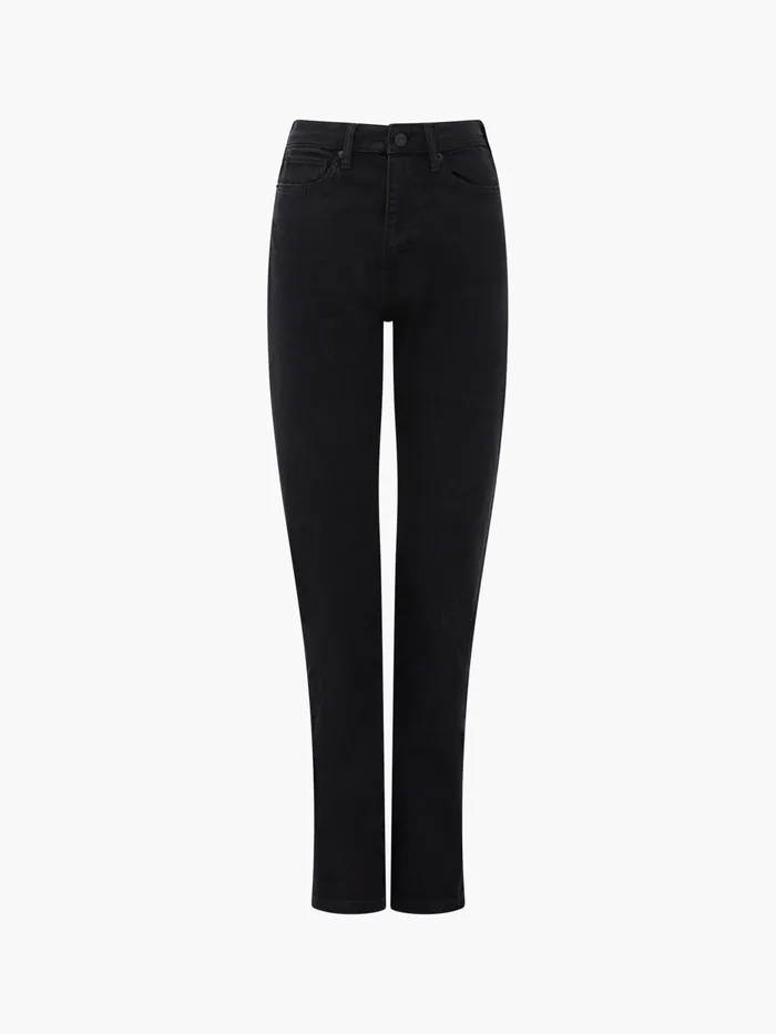 French Connection Stretch Denim Cigarette Fit High Waisted Jeans 34 Inch Black Woman Trousers