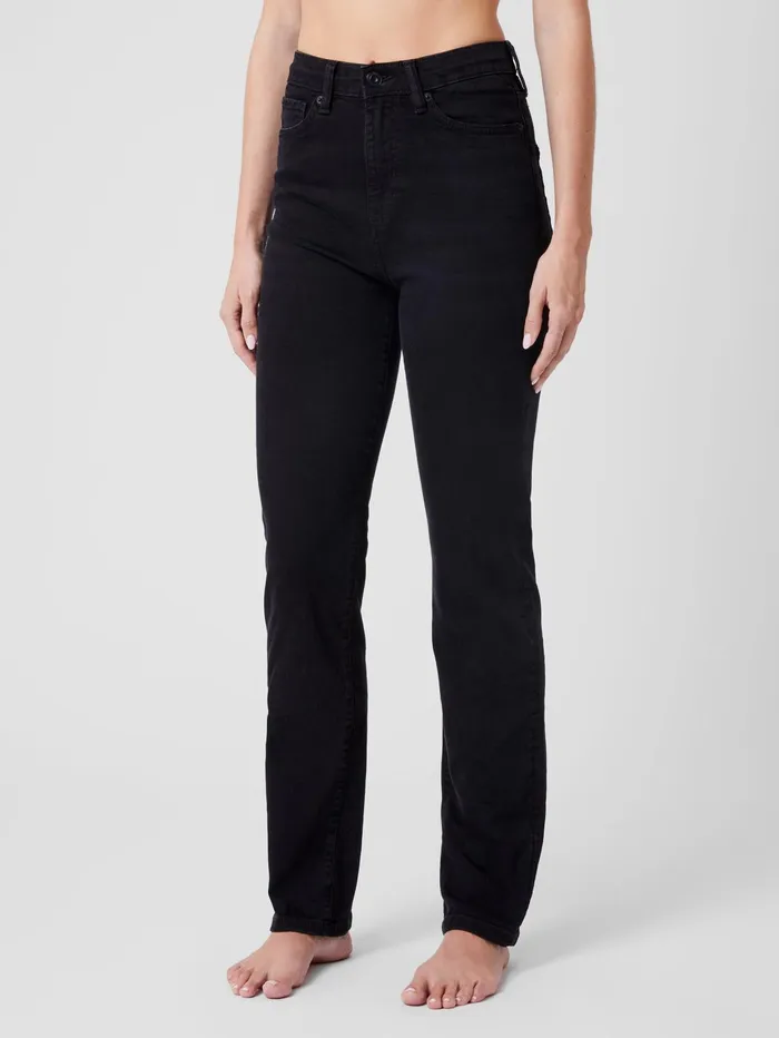 French Connection Stretch Denim Cigarette Fit High Waisted Jeans 34 Inch Black Woman Trousers