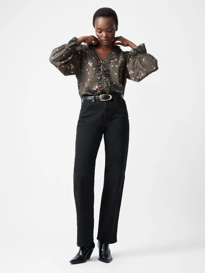 French Connection Toms Denim Bleach Line Jeans 32 Inch Just Black Woman Trousers
