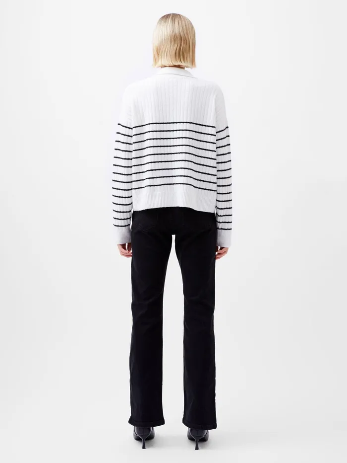 French Connection Vhari Recycled Collar Stripe Jumper Winter WhiteBlack Woman Jumpers and Cardigans