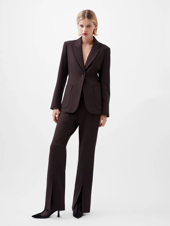 French Connection Whisper Blazer Chocolate Ganache Woman Coats and Jackets