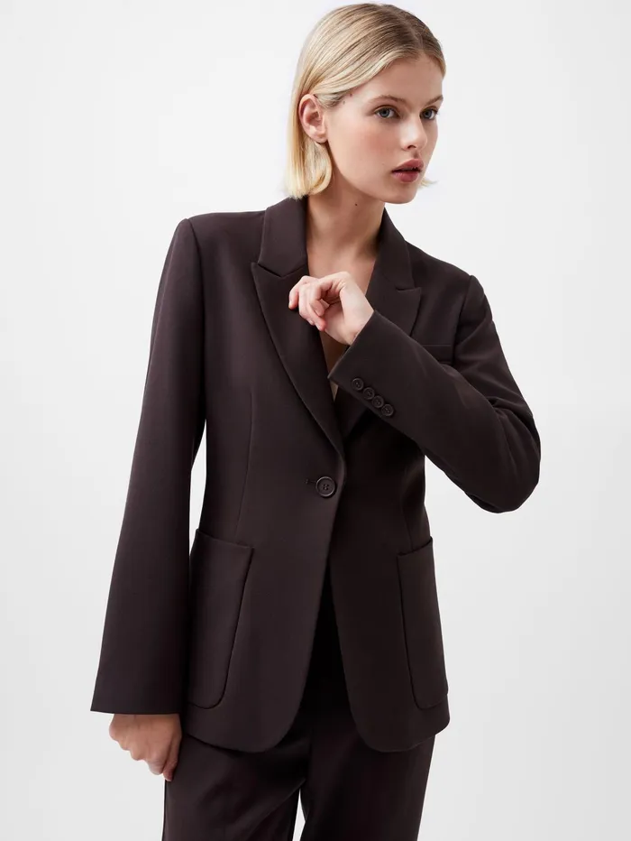 French Connection Whisper Blazer Chocolate Ganache Woman Coats and Jackets