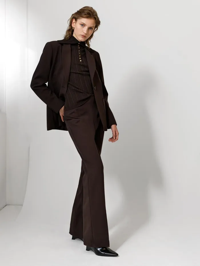French Connection Whisper Blazer Chocolate Ganache Woman Coats and Jackets