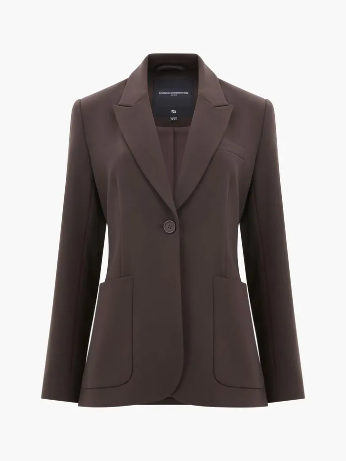French Connection Whisper Blazer Chocolate Ganache Woman Coats and Jackets