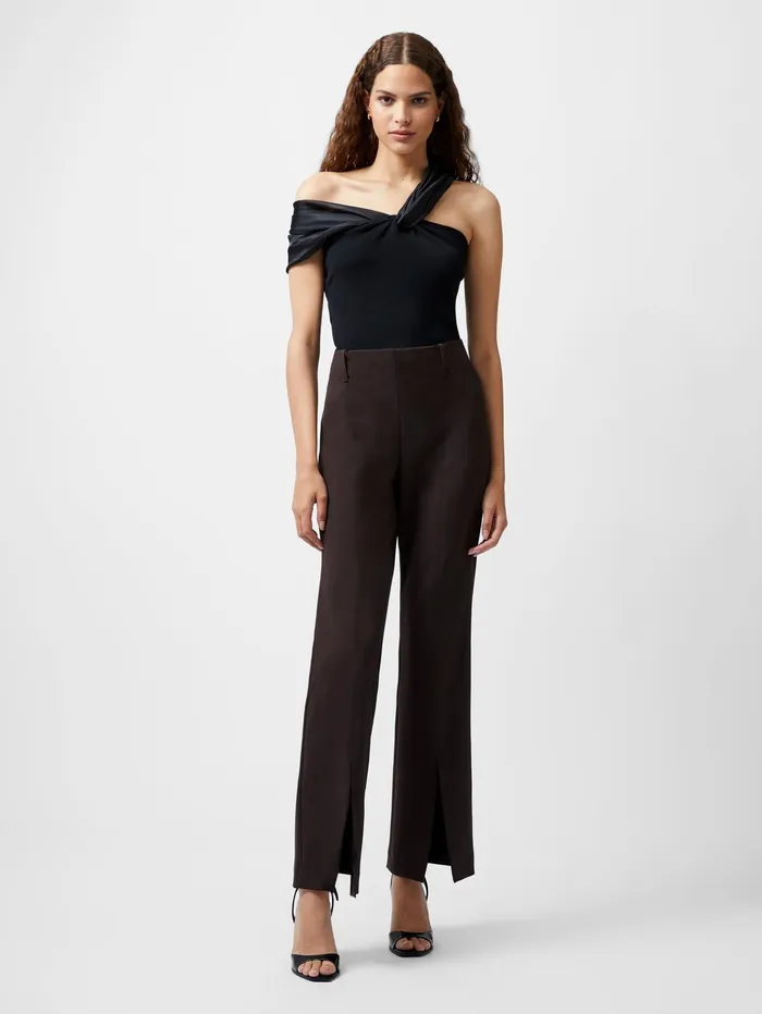 French Connection Whisper Front Split Trousers Chocolate Ganache Woman Trousers French Connection Whisper Front Split Trousers Chocolate Ganache Woman Trousers