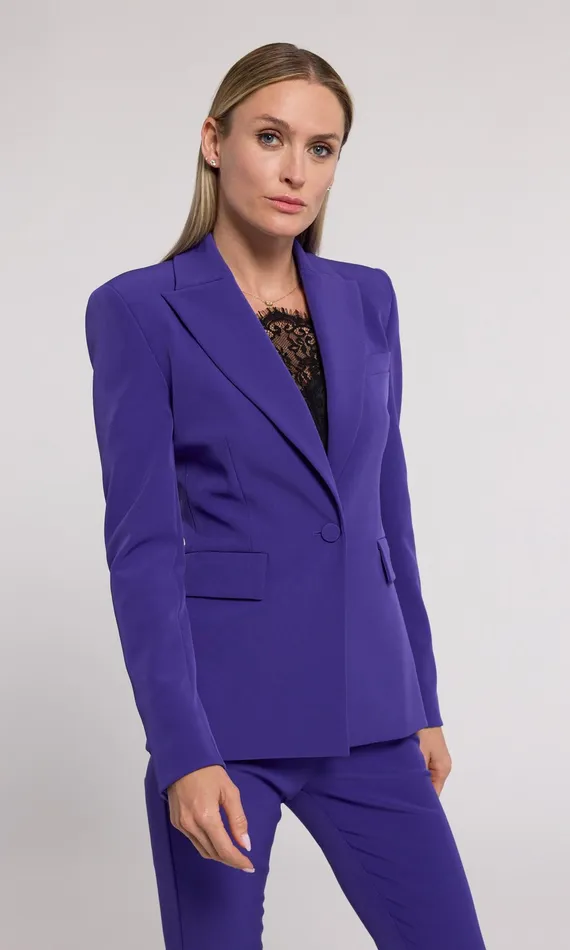 Generation Love Clothing Aimee Crepe Blazer Power Purple Women Blazers and Jackets