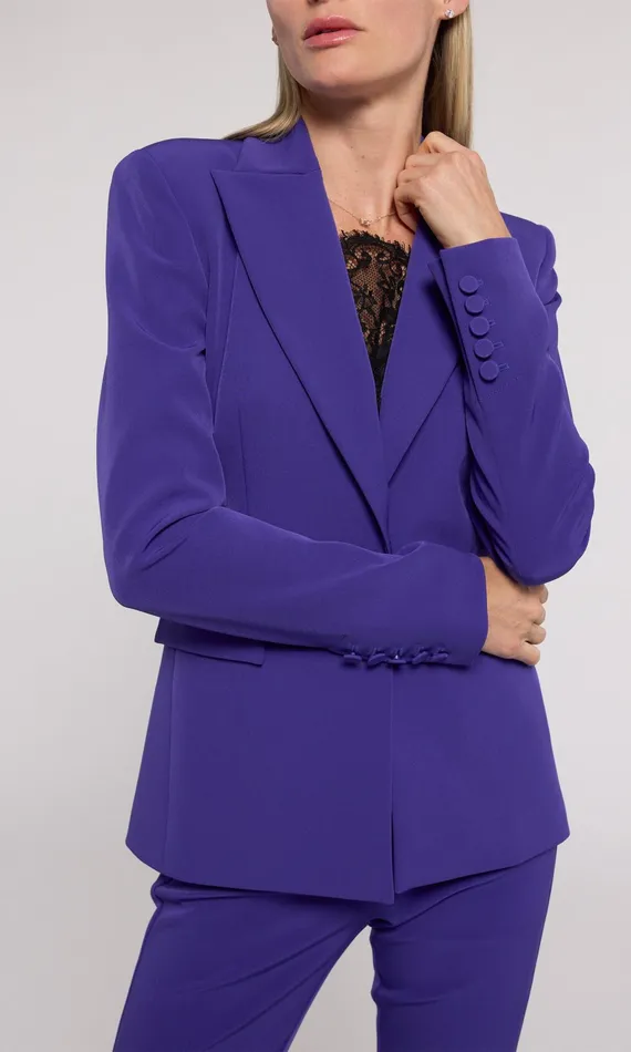 Generation Love Clothing Aimee Crepe Blazer Power Purple Women Blazers and Jackets