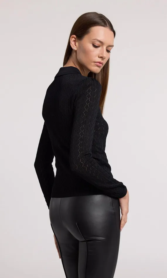 Generation Love Clothing Angelica Pointelle Sweater Black Women Sweaters and Sweatshirts
