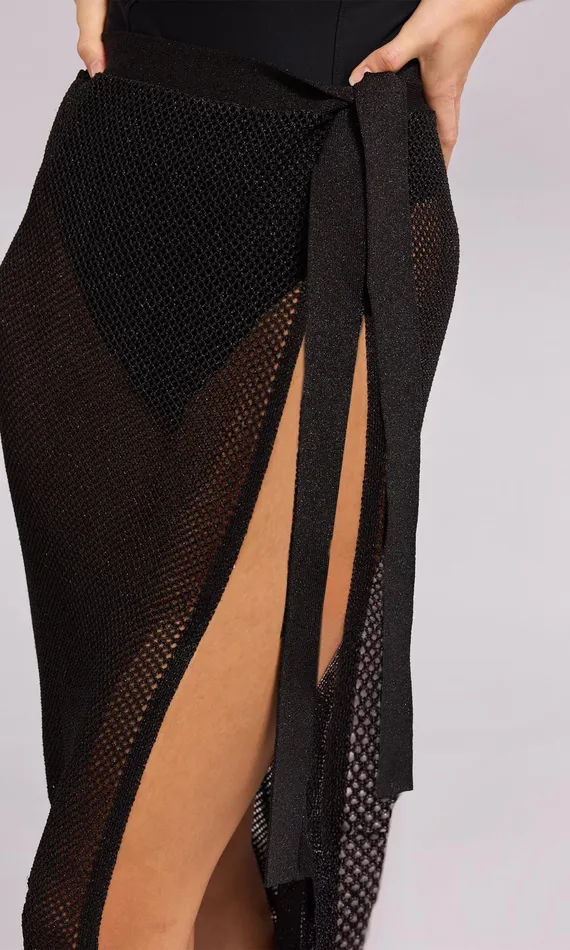 Generation Love Clothing Carlyle Mesh Wrap Sarong Black Women Swimwear