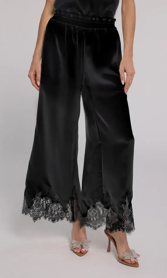 Generation Love Clothing Ceily Satin Pants Black Women Pants