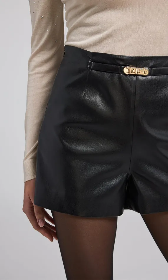 Generation Love Clothing Danny Belted Vegan Leather Shorts Black Women Shorts