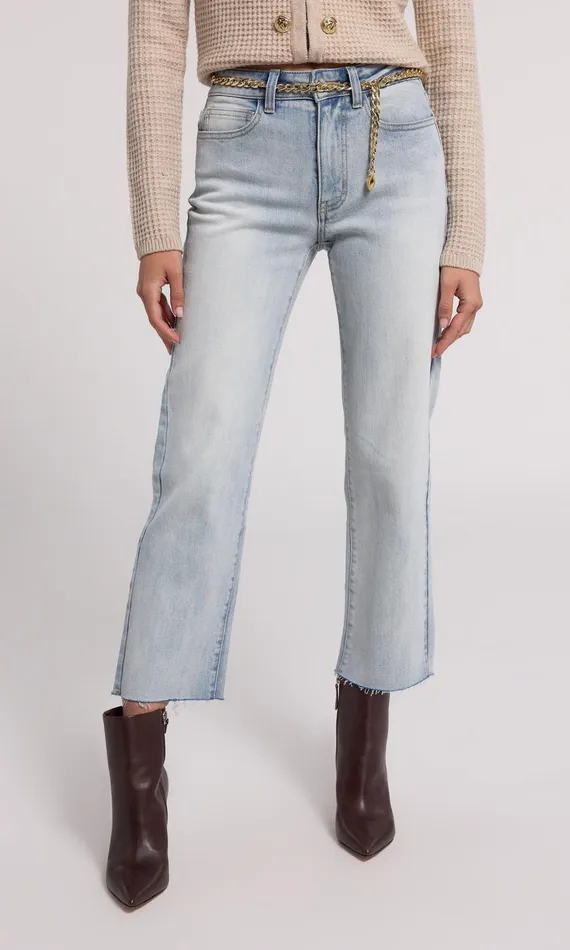 Generation Love Clothing Jordy Chain Belted Jeans Ice Blue Women Pants
