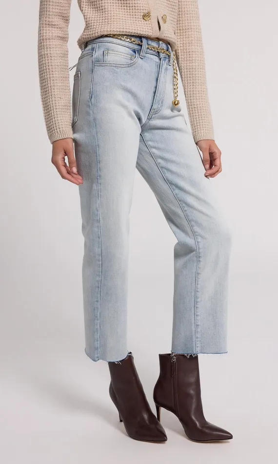 Generation Love Clothing Jordy Chain Belted Jeans Ice Blue Women Pants