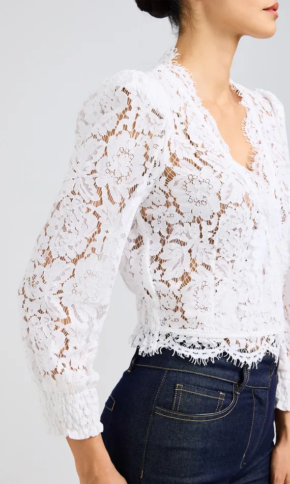 Generation Love Clothing Kairi Lace Wrap Blouse White Women Tops