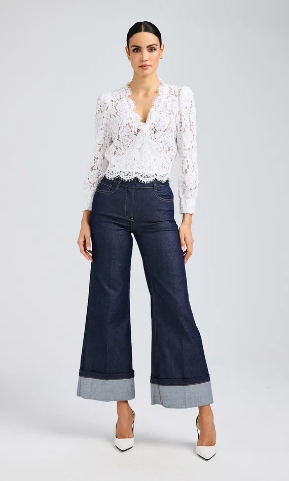 Generation Love Clothing Kairi Lace Wrap Blouse White Women Tops