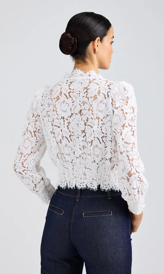 Generation Love Clothing Kairi Lace Wrap Blouse White Women Tops