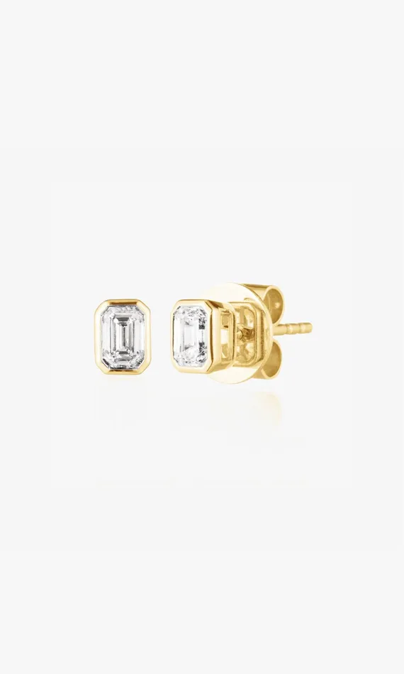 Generation Love Clothing Mon Tresor Emerald Cut Bezel Single Stud 26 Carat Yellow Gold Women Fine Jewelry Generation Love Clothing Mon Tresor Emerald Cut Bezel Single Stud 26 Carat Yellow Gold Women Fine Jewelry