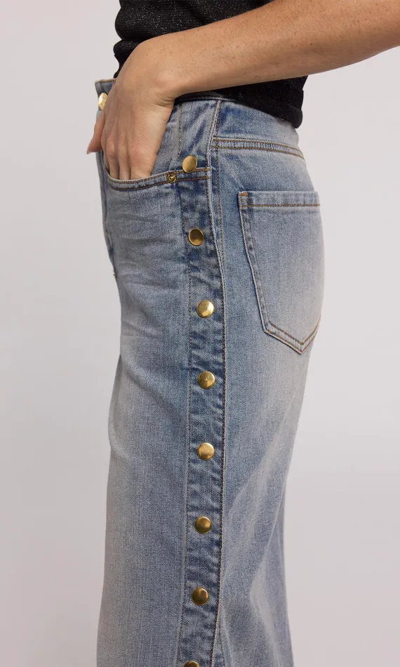 Generation Love Clothing Stassia Snap Jeans Washed Medium Denim Women Pants