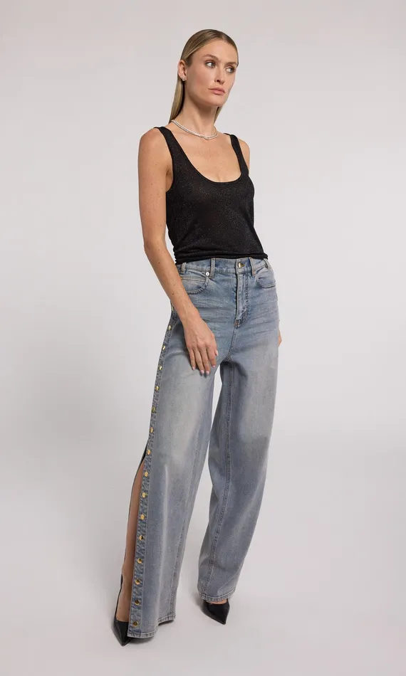 Generation Love Clothing Stassia Snap Jeans Washed Medium Denim Women Pants