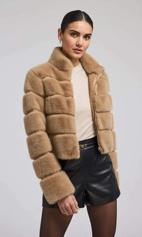 Generation Love Clothing Tala Faux Fur Bomber Toffee Women Outerwear