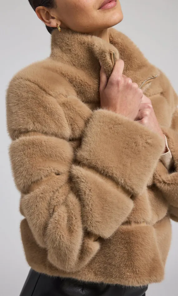 Generation Love Clothing Tala Faux Fur Bomber Toffee Women Outerwear