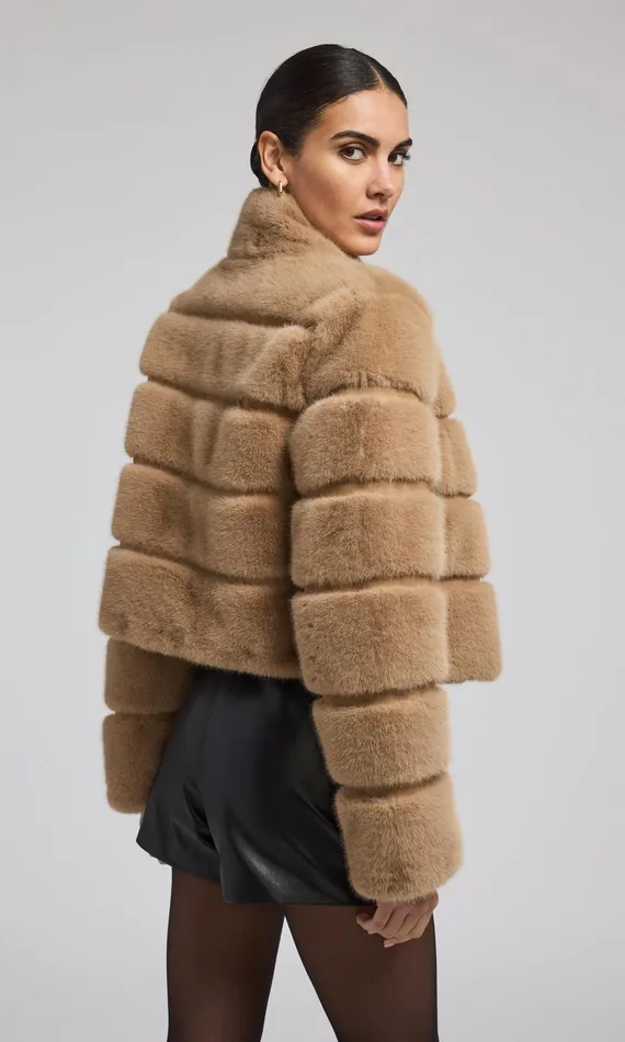 Generation Love Clothing Tala Faux Fur Bomber Toffee Women Outerwear