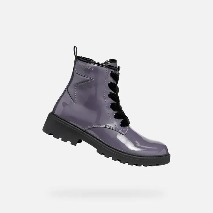 Geox Ankle Boots CASEY GIRL Dark Purple Combat Boots Dark Purple 8211 Kids