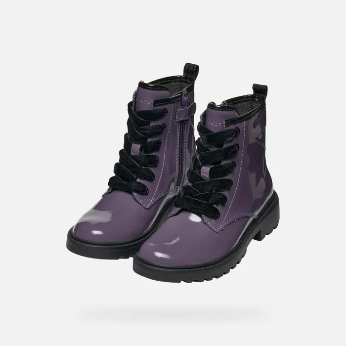 Geox Ankle Boots CASEY GIRL Dark Purple Combat Boots Dark Purple 8211 Kids