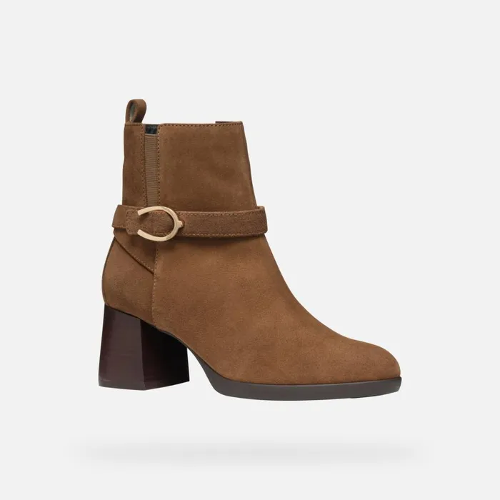 Geox Ankle Boots WALK PLEASURE 55 WOMAN Mud Medium Heel Ankle Boots Mud 8211 Woman