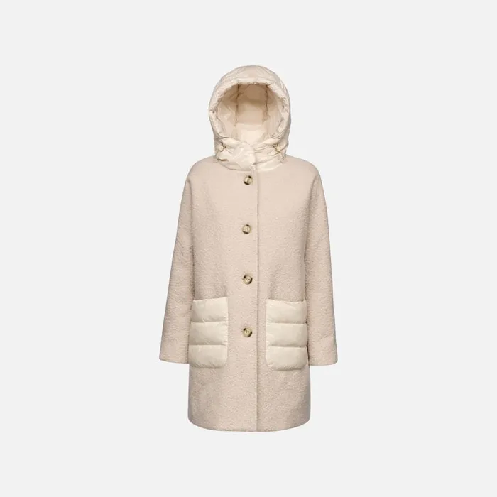 Geox Coats CALITHE WOMAN Moonbeam Long Coat Moonbeam 8211 Woman