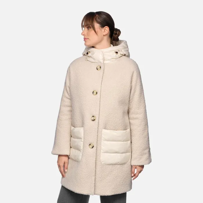 Geox Coats CALITHE WOMAN Moonbeam Long Coat Moonbeam 8211 Woman