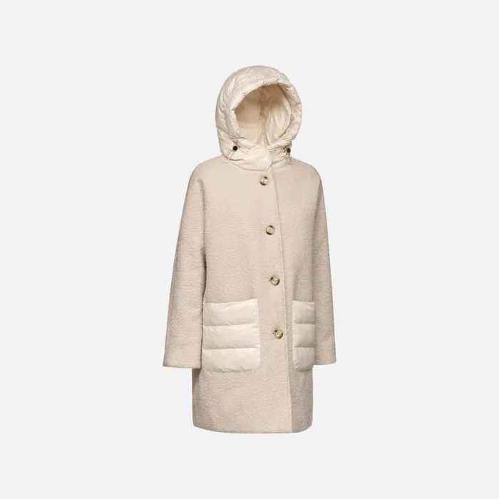 Geox Coats CALITHE WOMAN Moonbeam Long Coat Moonbeam 8211 Woman