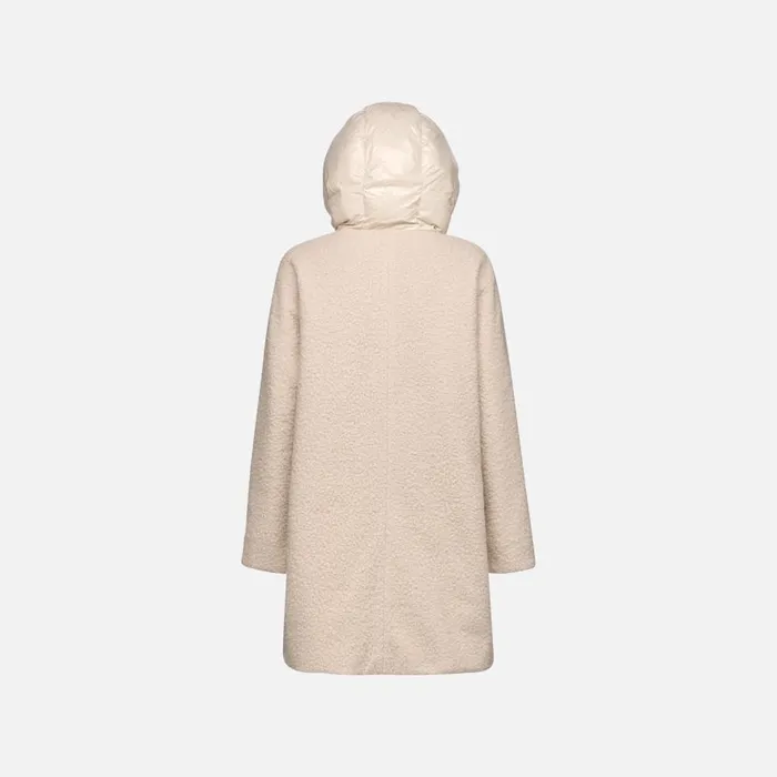 Geox Coats CALITHE WOMAN Moonbeam Long Coat Moonbeam 8211 Woman