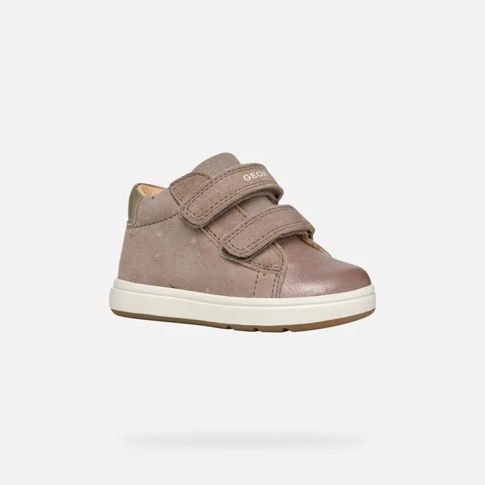 Geox First Steps BIGLIA BABY GIRL Dark BeigePlatinum Sneakers With Straps Dark Beigeplatinum 8211 Kids