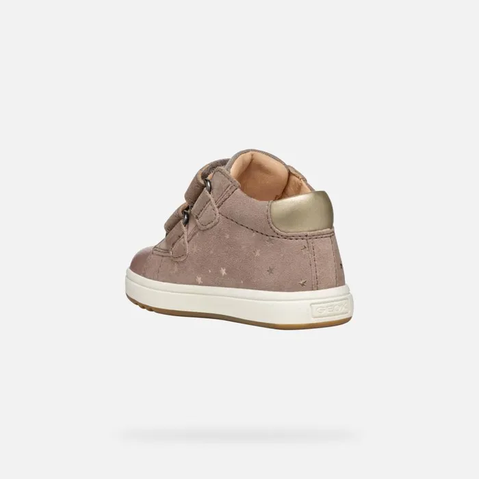 Geox First Steps BIGLIA BABY GIRL Dark BeigePlatinum Sneakers With Straps Dark Beigeplatinum 8211 Kids
