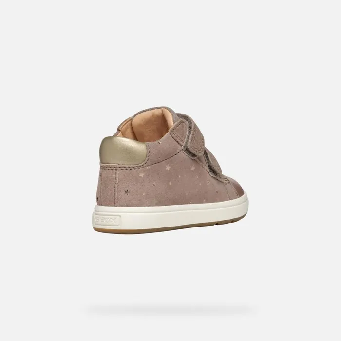 Geox First Steps BIGLIA BABY GIRL Dark BeigePlatinum Sneakers With Straps Dark Beigeplatinum 8211 Kids