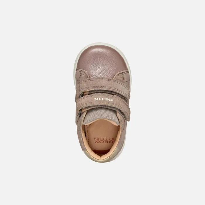 Geox First Steps BIGLIA BABY GIRL Dark BeigePlatinum Sneakers With Straps Dark Beigeplatinum 8211 Kids