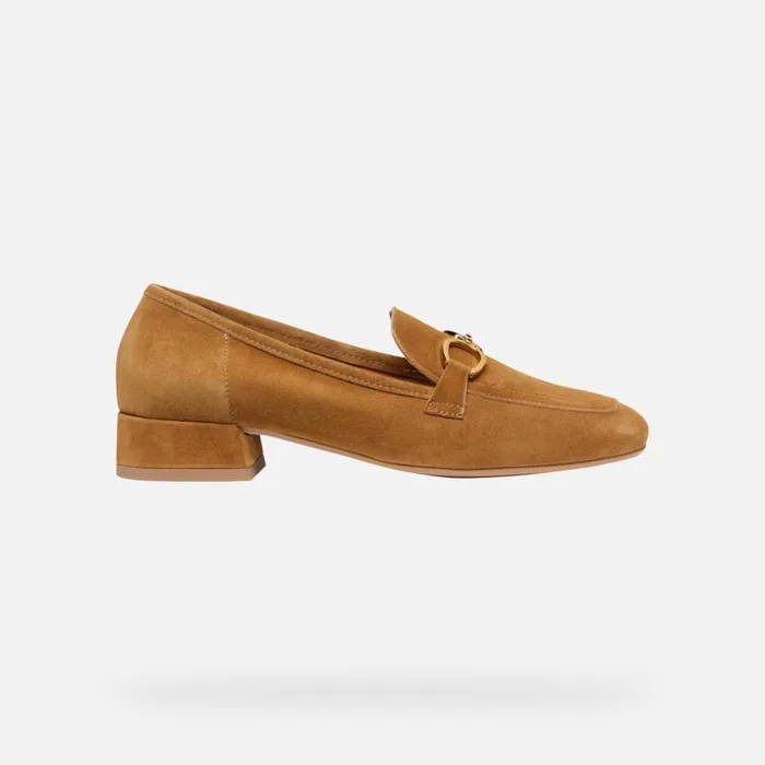Geox Loafers DHYALMA WOMAN Ochre Leather Loafers Ochre 8211 Woman