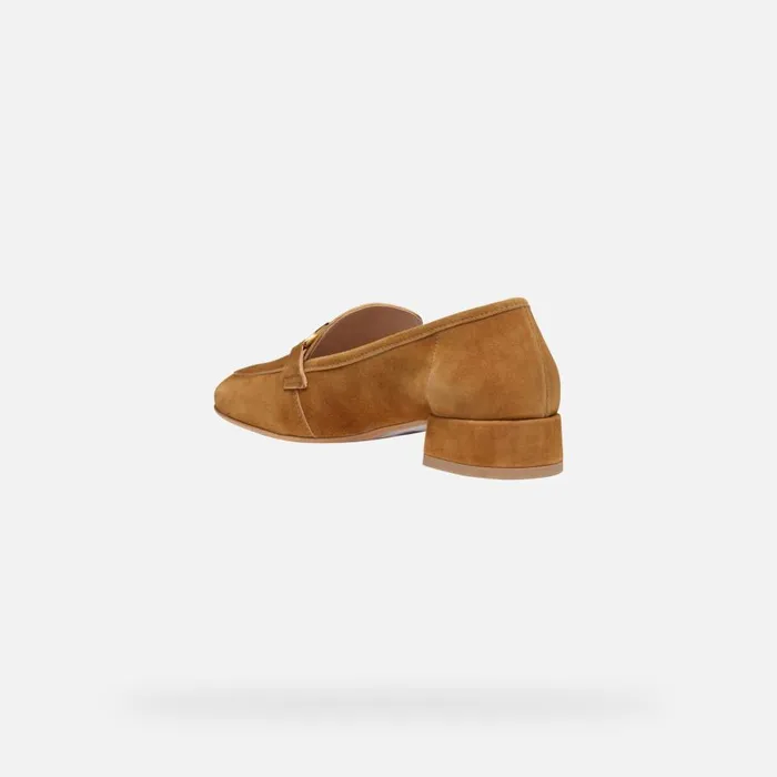 Geox Loafers DHYALMA WOMAN Ochre Leather Loafers Ochre 8211 Woman