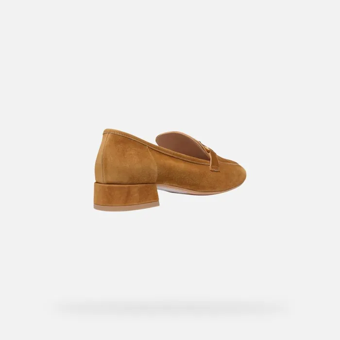 Geox Loafers DHYALMA WOMAN Ochre Leather Loafers Ochre 8211 Woman