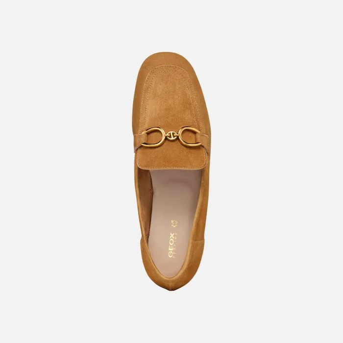 Geox Loafers DHYALMA WOMAN Ochre Leather Loafers Ochre 8211 Woman