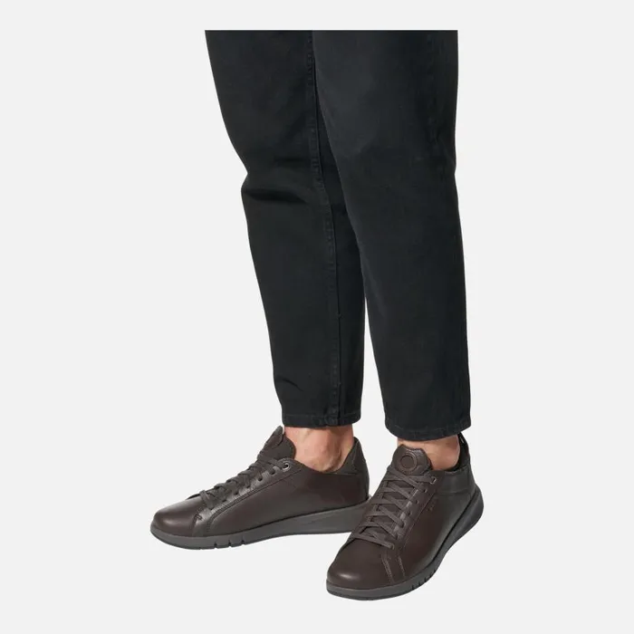 Geox Sneakers AERANTIS MAN Coffee Leather Shoes Coffee 8211 Man