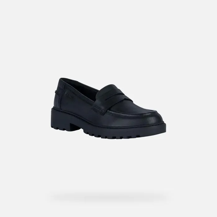 Geox Uniform Shoes CASEY Junior Girl039s Black Leather Loafers UNIFORM Black 8211 Kids