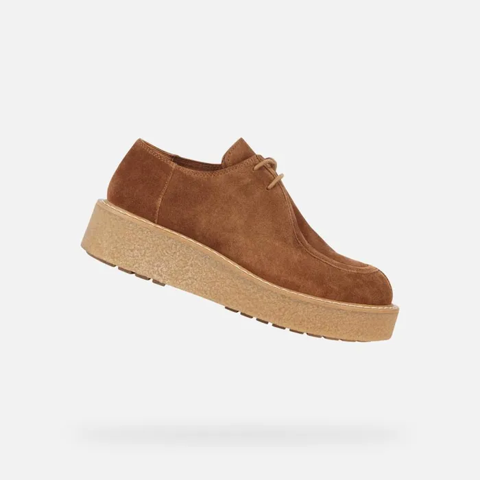 Geox Wedges ELIDEA D Suede Shoes Camel Woman Geox Dark Camel 8211 Woman