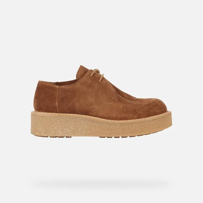 Geox Wedges ELIDEA D Suede Shoes Camel Woman Geox Dark Camel 8211 Woman